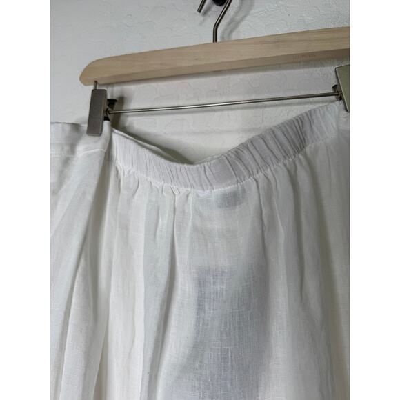 Bryn Walker Cinzia Light Linen Elastic Waist High-Low Hem A-Line Skirt White XXL - Picture 6 of 11